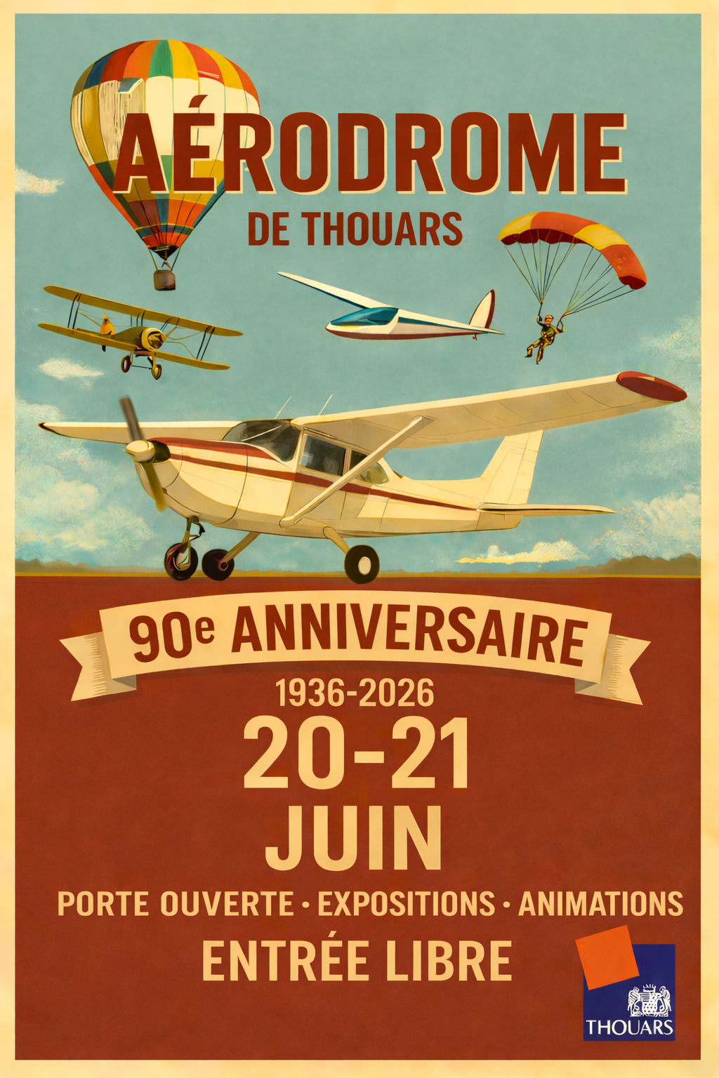 Les 90 ans de l&rsquo;aérodrome de Thouars – LFCT – 20 et 21 Juin 2026
