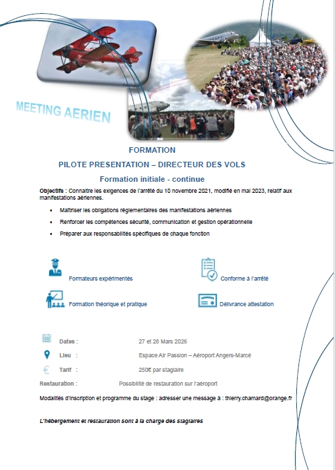 Formation Pilote Démonstration Directeur de vols – LFJR 27 et 28-03-2026