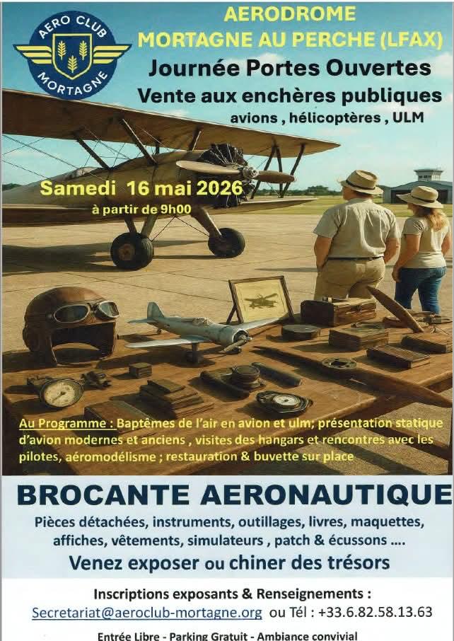 Brocante aéronautique à Mortagne le dimanche 16 Mai