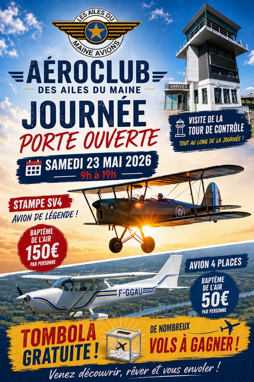 Tombola gratuite, des vols à gagner pour les Portes Ouvertes du Samedi 23 Mai 2026 !